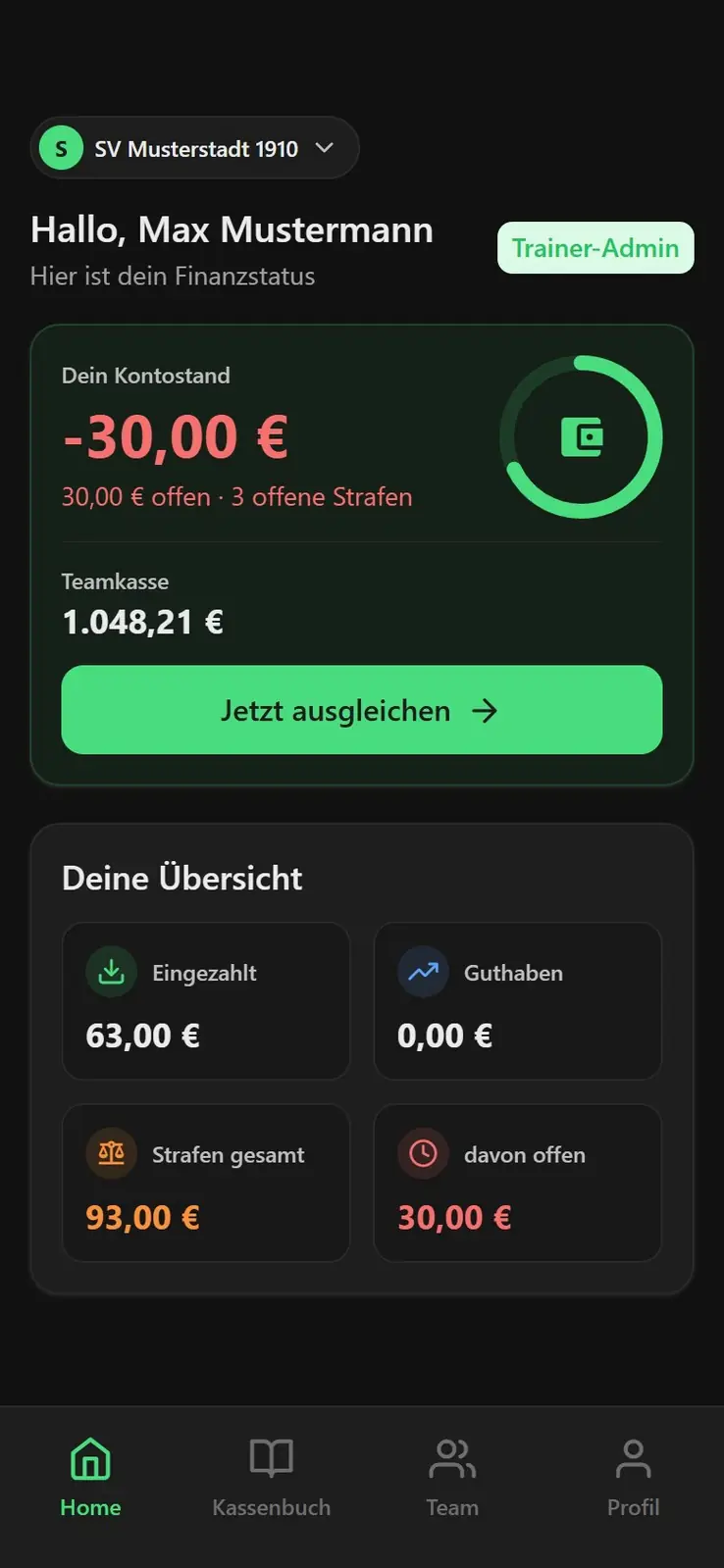Bildschirmaufnahme aus der 11pay-App