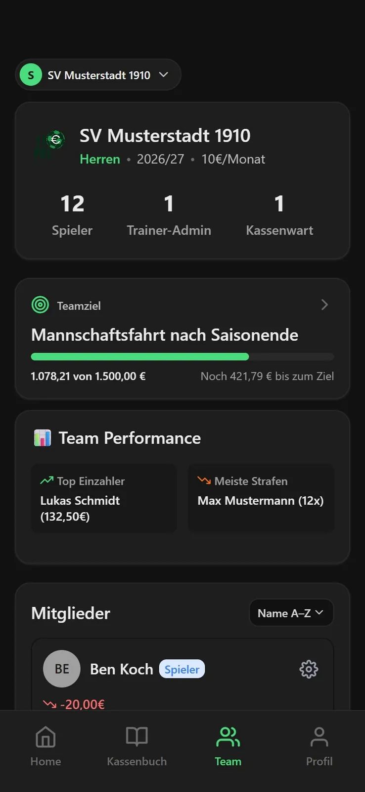 Bildschirmaufnahme aus der 11pay-App