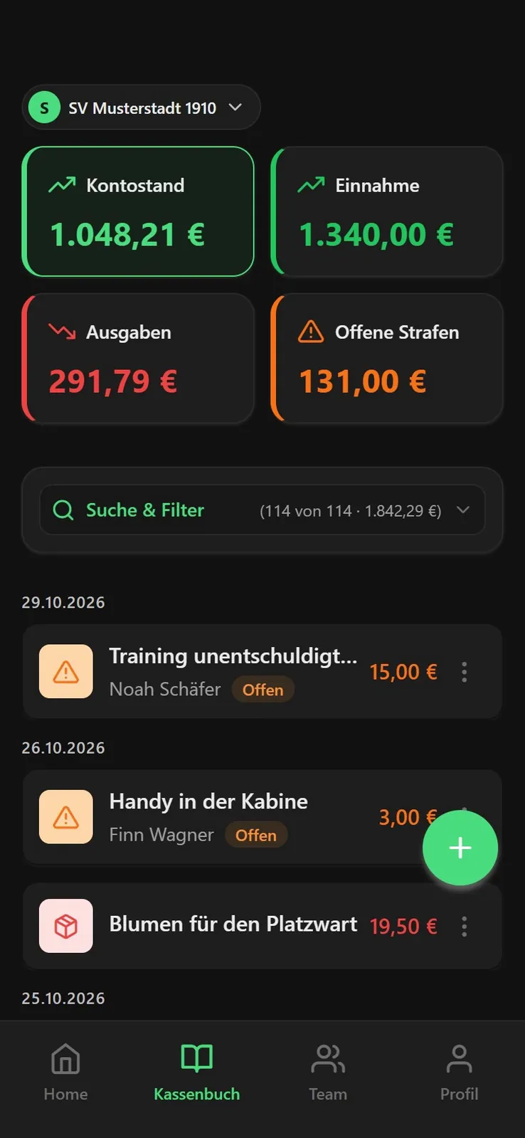 Bildschirmaufnahme aus der 11pay-App